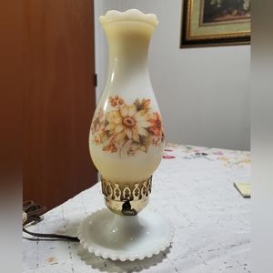 Vintage Floral Milk Glass & Metal Boudoir …